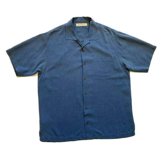 Tommy Bahama Hawaiian Shirt Men Medium M Button Up Silk Stripe Beach Summer Pool - Picture 1 of 12